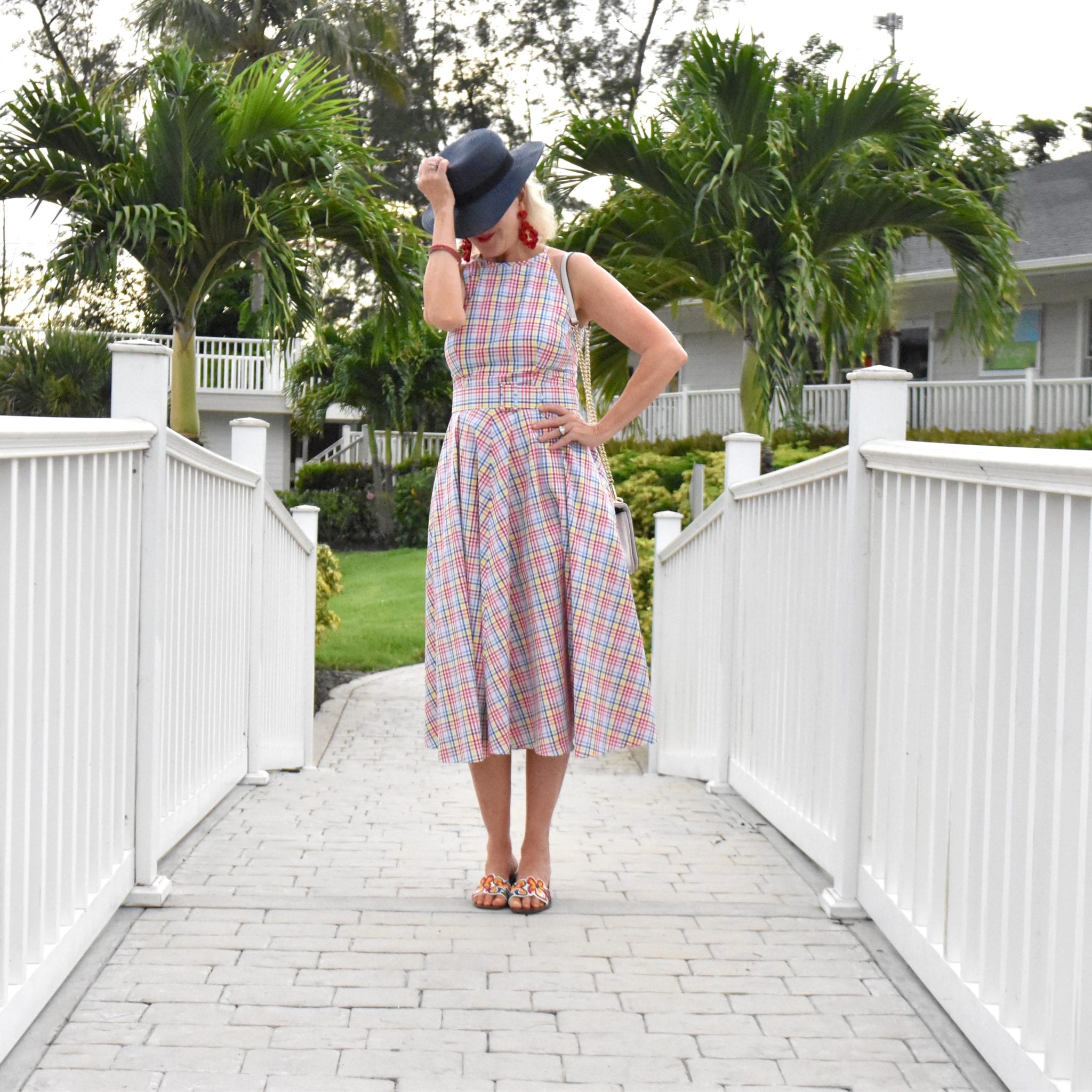 dresses, Eliza J dresses, halter dress, waisted dress, midi dress, plaid