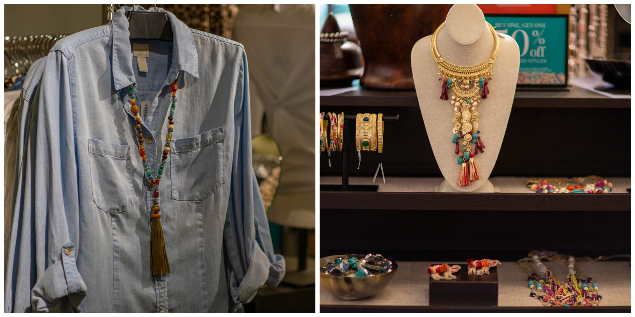 Chico's, denim shirt, Chico's jewelry