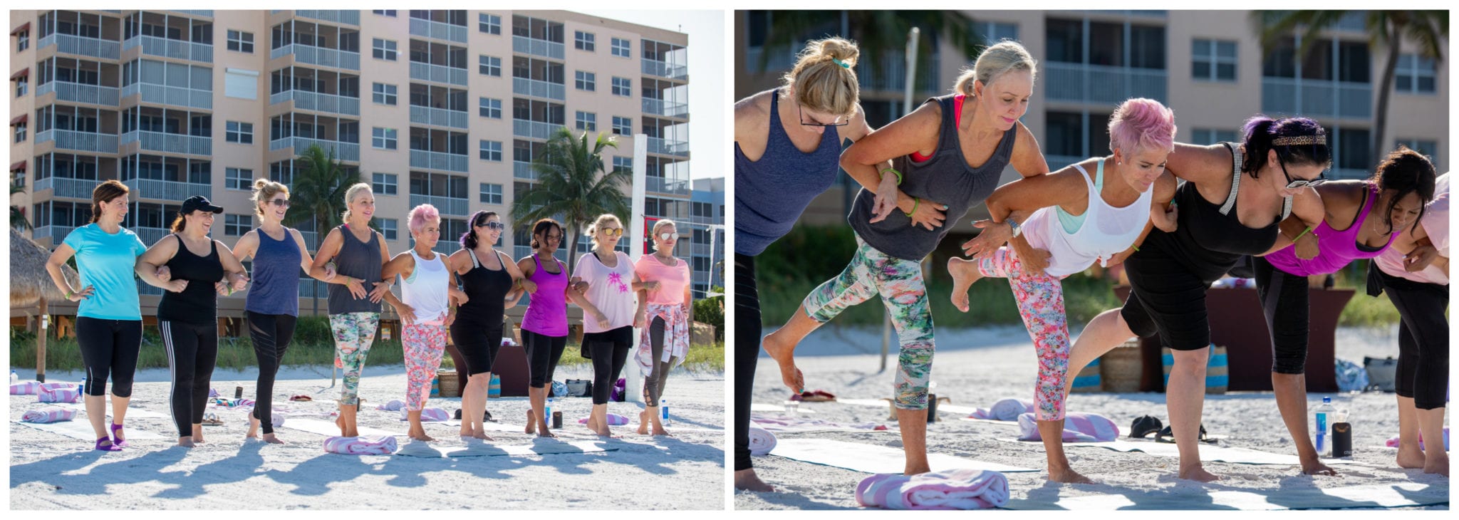 Chico's event, yoga, beach yoga, Pink Shell Resort, Sand, 