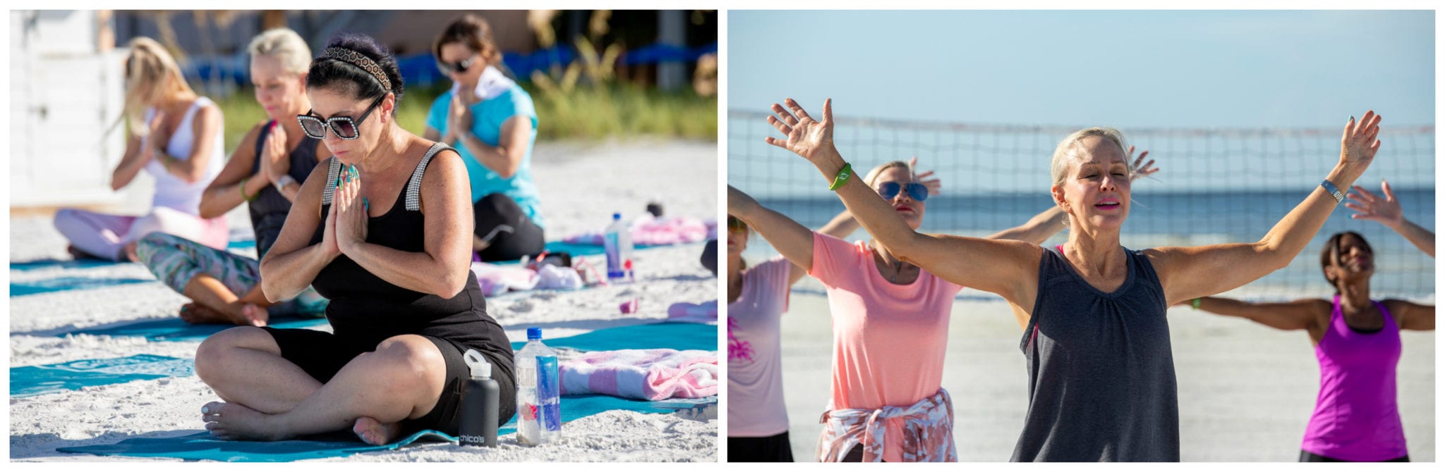 Chico's event, yoga, beach yoga, Pink Shell Resort, Sand, 