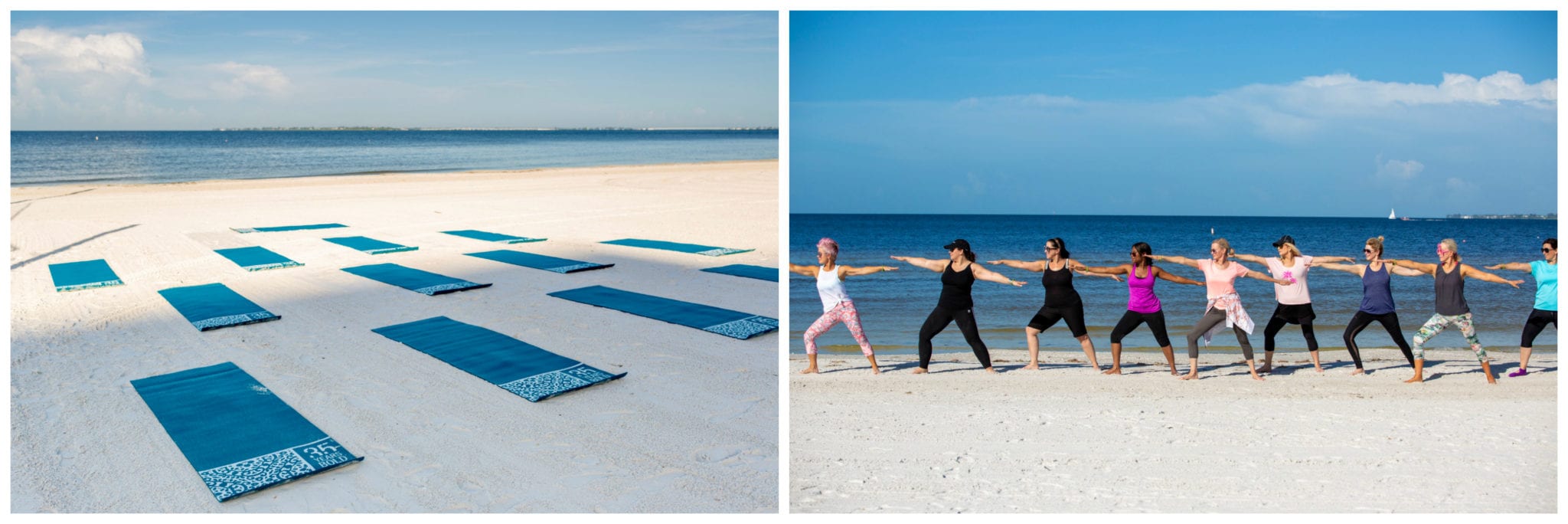 Chico's event, yoga, beach yoga, Pink Shell Resort, Sand, 