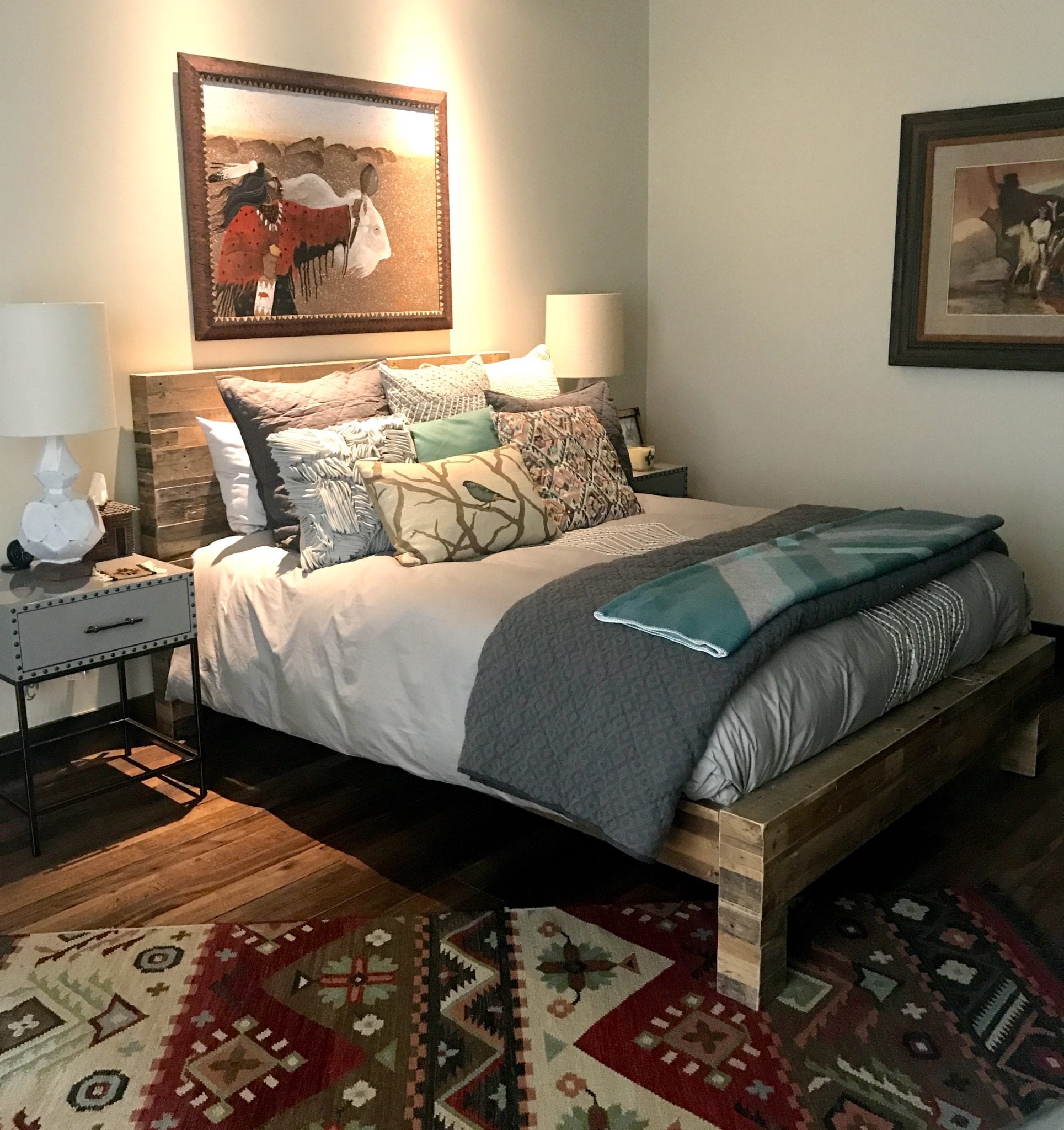 bedroom, guest bedroom, mountain modern bedroom, rustic modern bedroom, wood platform bed