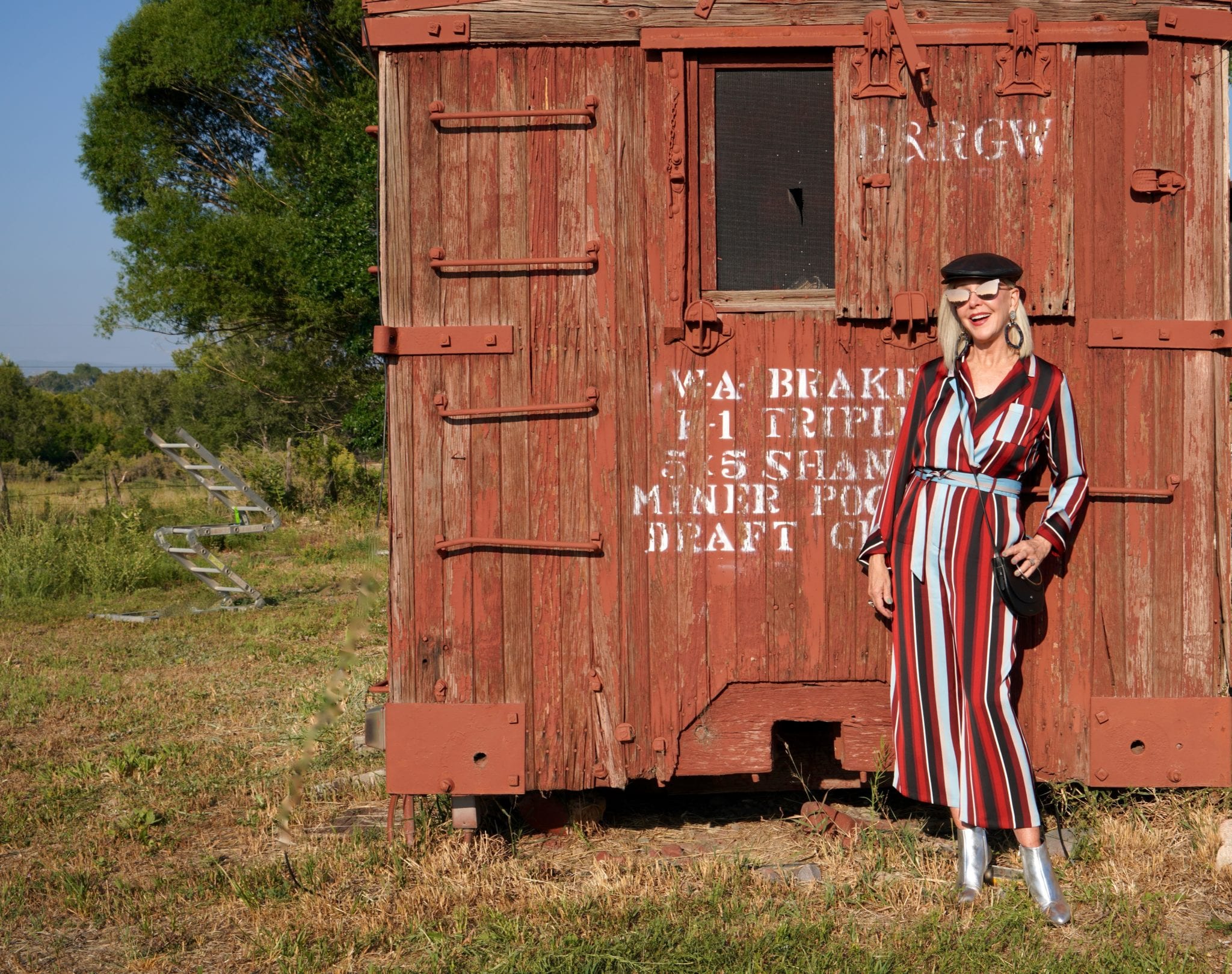 boots, booties, stripes, jumpsuit, metallic booties