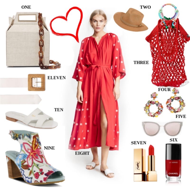 red, red dress, vacation style, resort looks