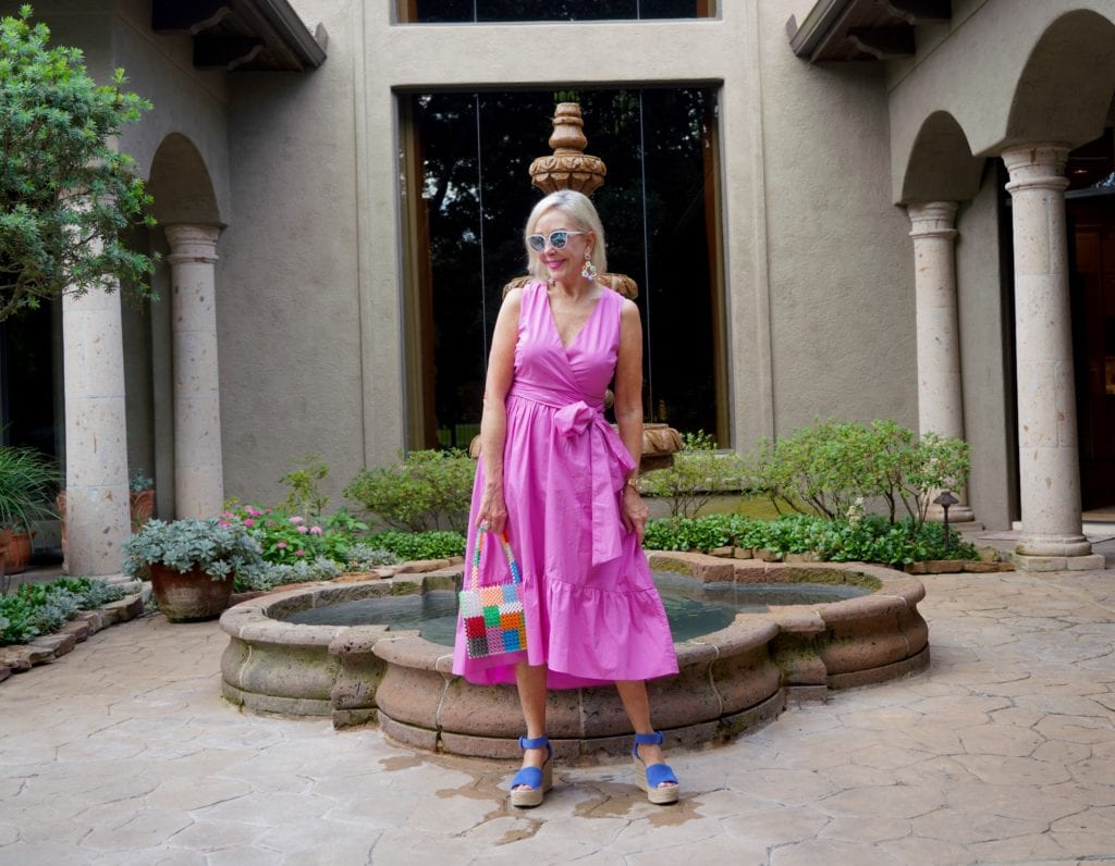 fuchsia wrap dress with tie waist