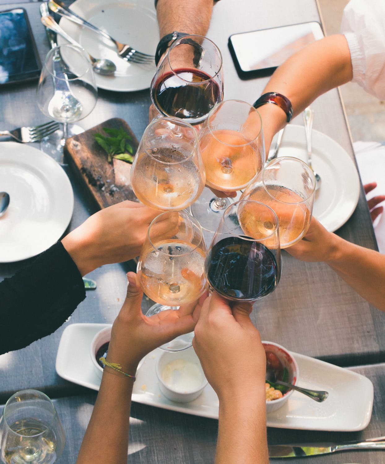 toasting in wine glasses