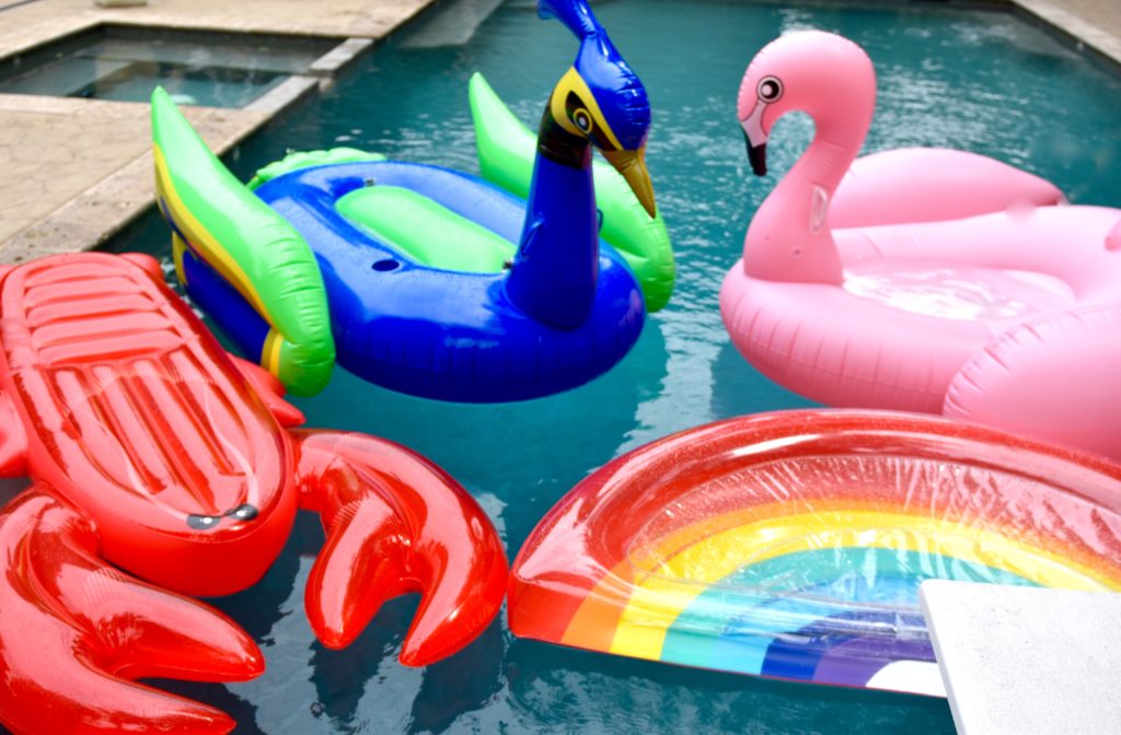 pool floats in swimming pool