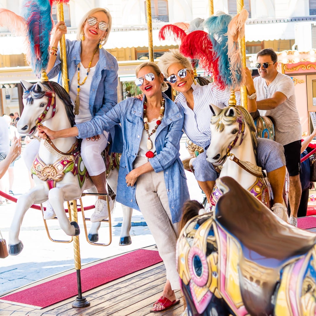 SheSheShow, Chicover50, MorethanTurquoise on carousel in Florence, Italy