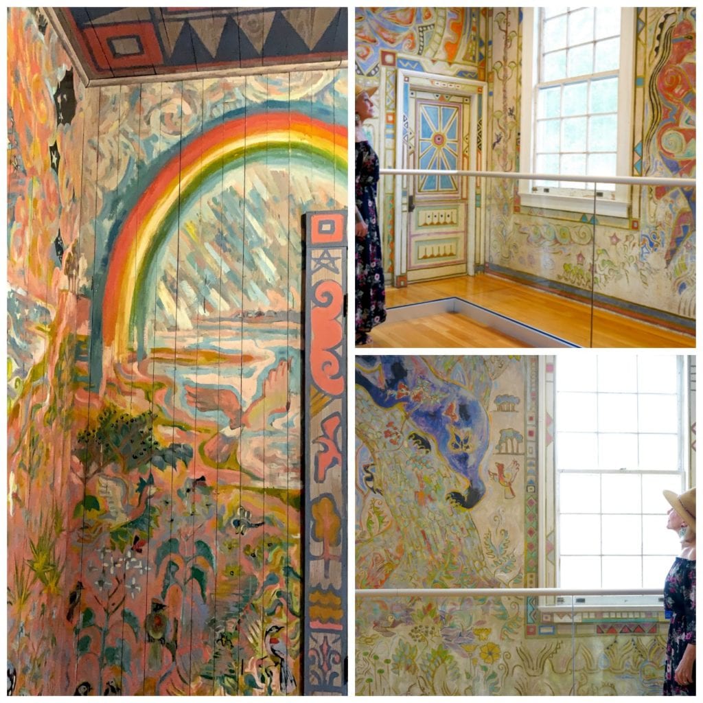 Walter Anderson's Little Room and community room that he painted entire walls of birds, rainbow, butterflies