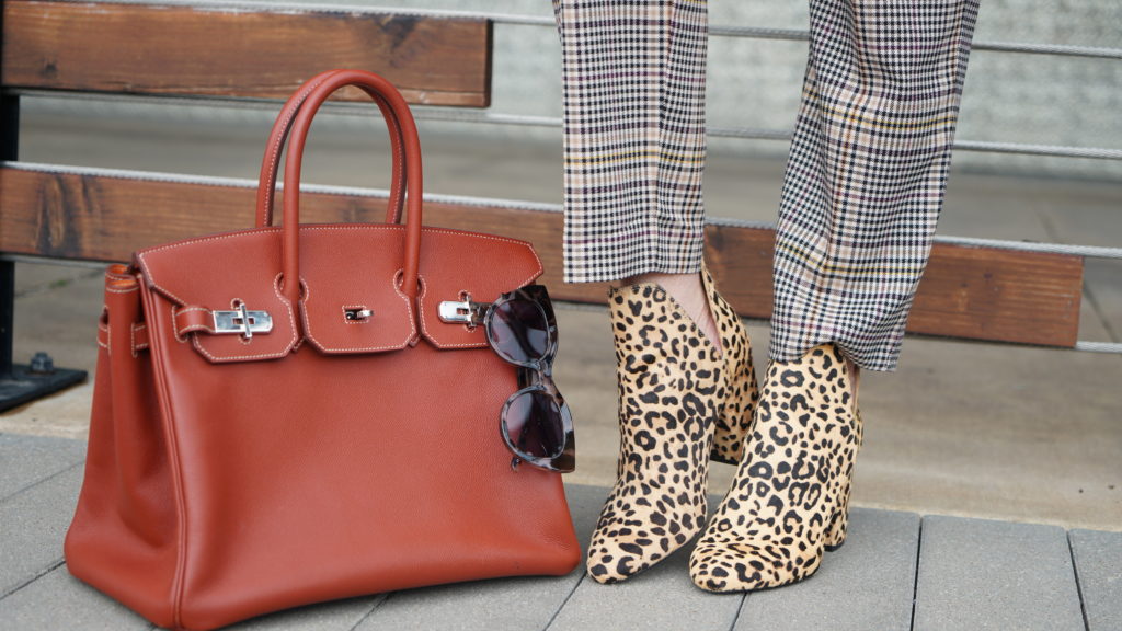 Leopard booties & rust colored Hermes bag