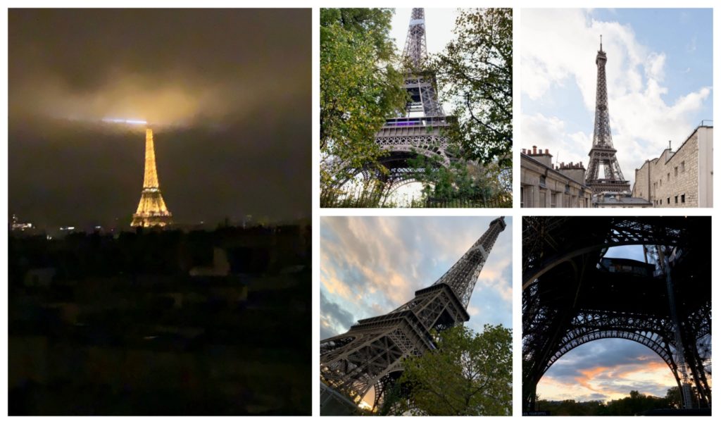 5 different photos of the Eiffel Tower