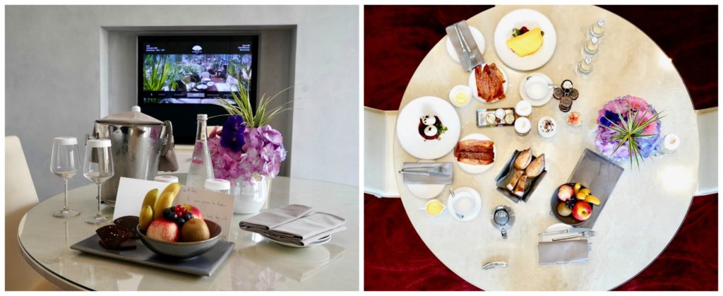 Welcome champagne and snacks & breakfast room service Mandarin Oriental Paris