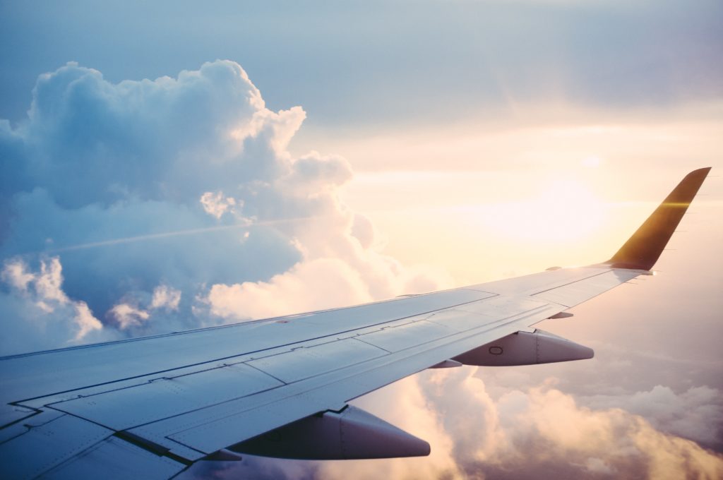 Airplane wing in flight