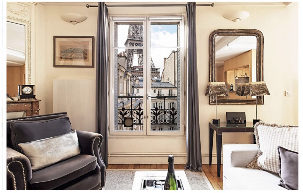 Paris Perfect apartment Eiffel Tower view out the windows