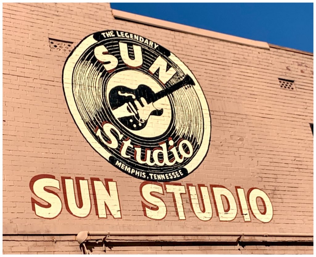 Sun Studio sign on side of building in Memphis, TN