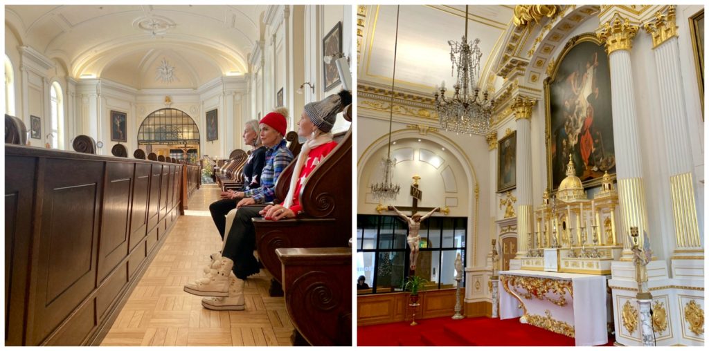 2 photos in choir room inside Monestere Quebec City