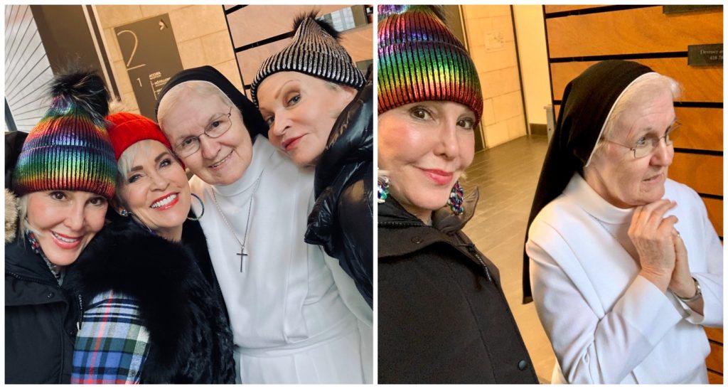 2 photos of Sister Louiza with Sheree, Jamie and Shauna