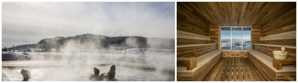 outdoor spa pool and steam room at Le Germaine Hotel in Charlevoix