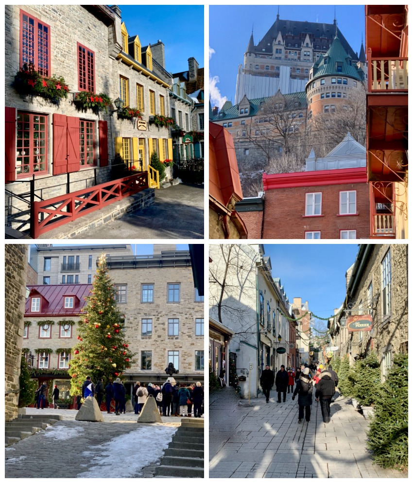 4 photos of building in historic streets of Old Quebec City