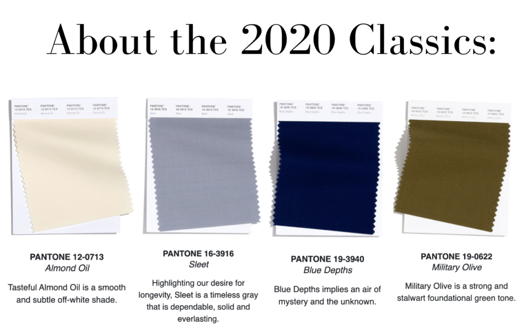 2020 classic pantone colors