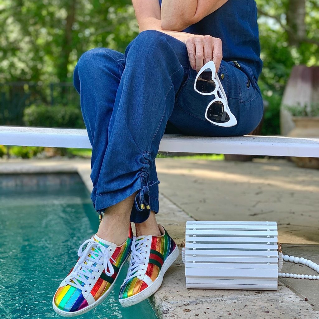 Gucci metallic shop rainbow sneakers