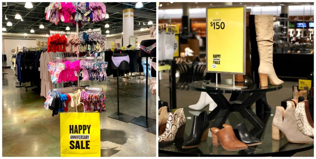 rack of lace panties and booties display at Nordstrom