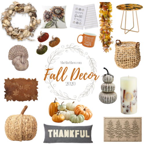 collage of fall home decorations
