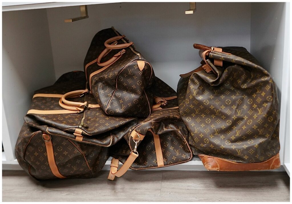 A photo of the Lois Vuitton duffle bags