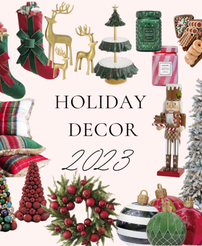 Collage of holiday decor items for 2023