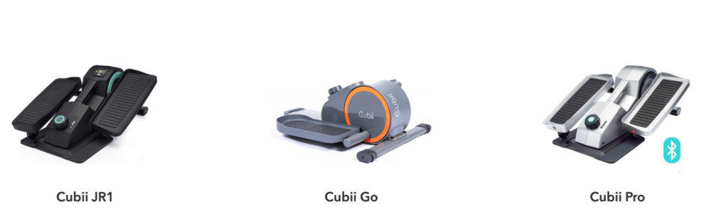 3 types of Cubii seated ellipticals 