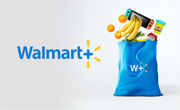 Walmart+ Image with groceries in bag