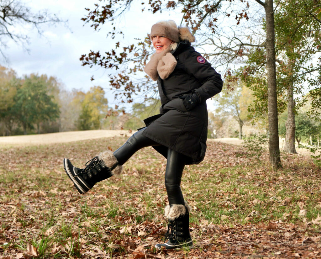 Sheree Frede in black canada goose jacket