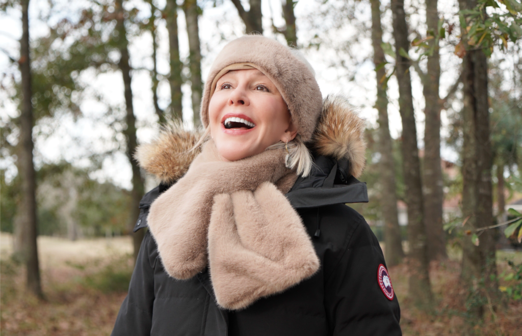 Sheree Frede in black canada goose jacket