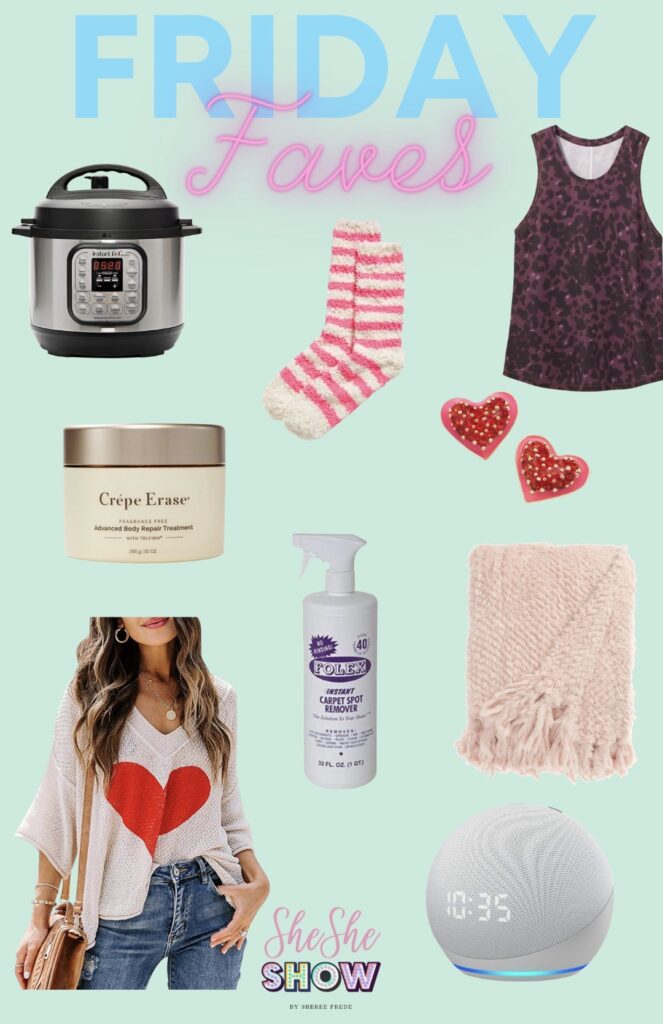 Friday Faves collage with favorite items  for the week