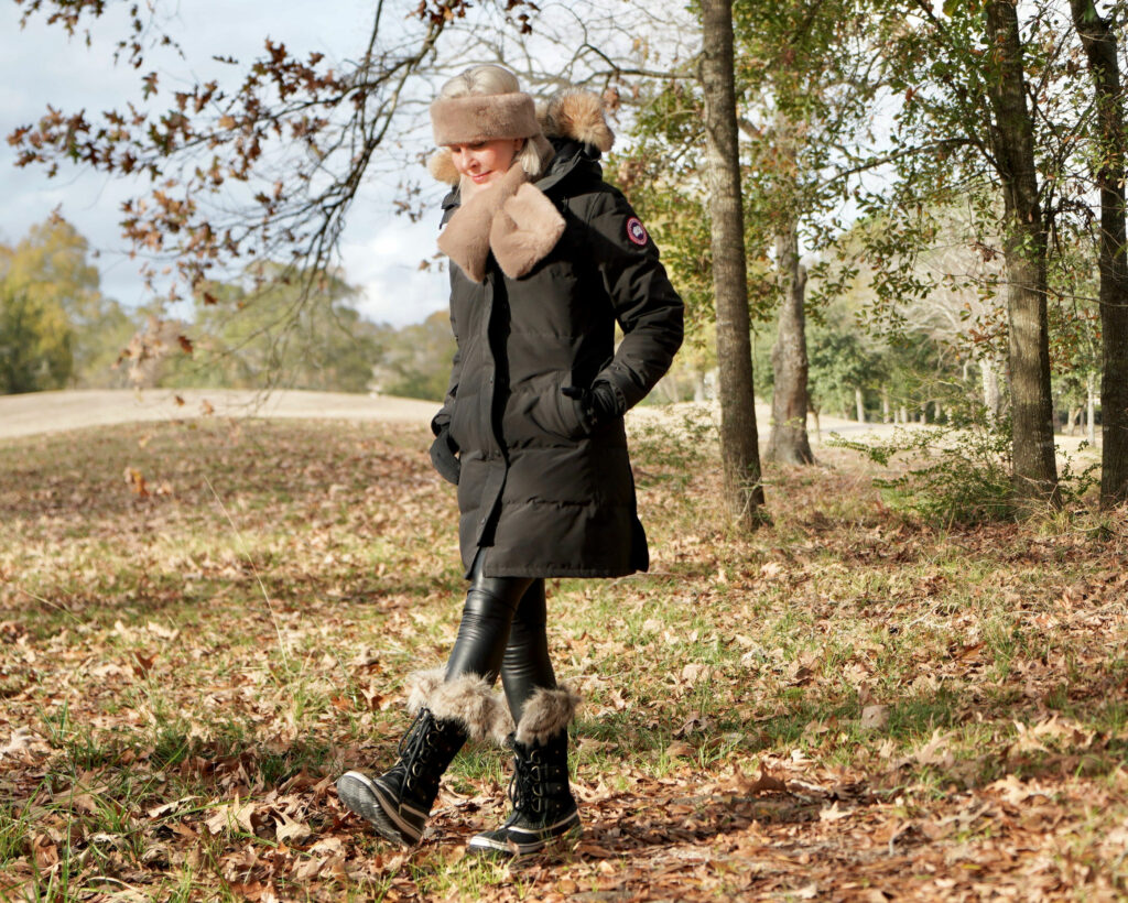 Sheree Frede in black canada goose jacket