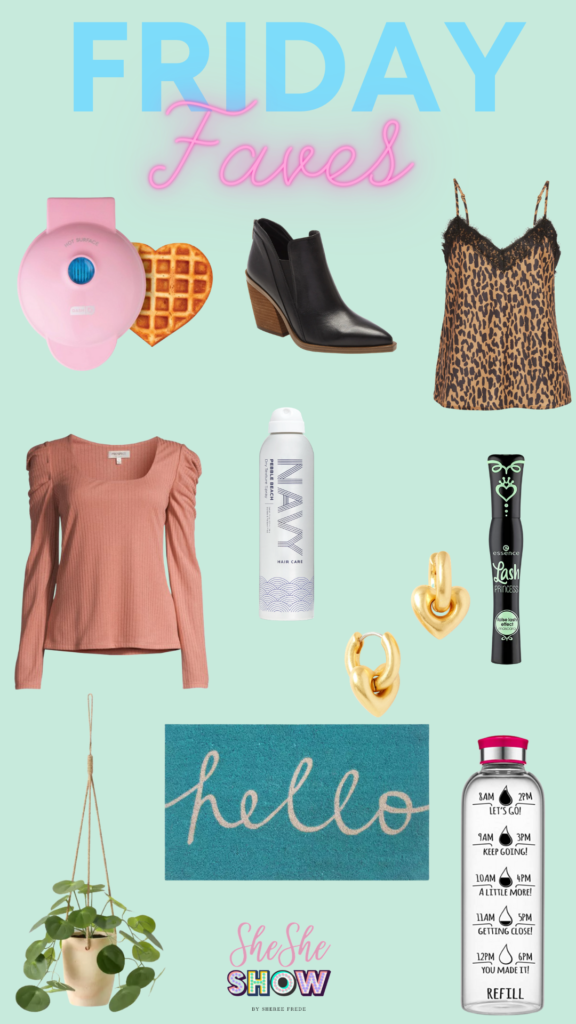 Friday Faves collage with favorite items for the week