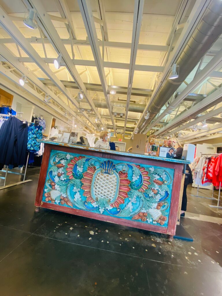 Folk art furniture at the original Chico's store