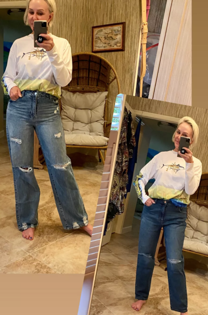 Sheree frede wearing best selling walmart dad jeans