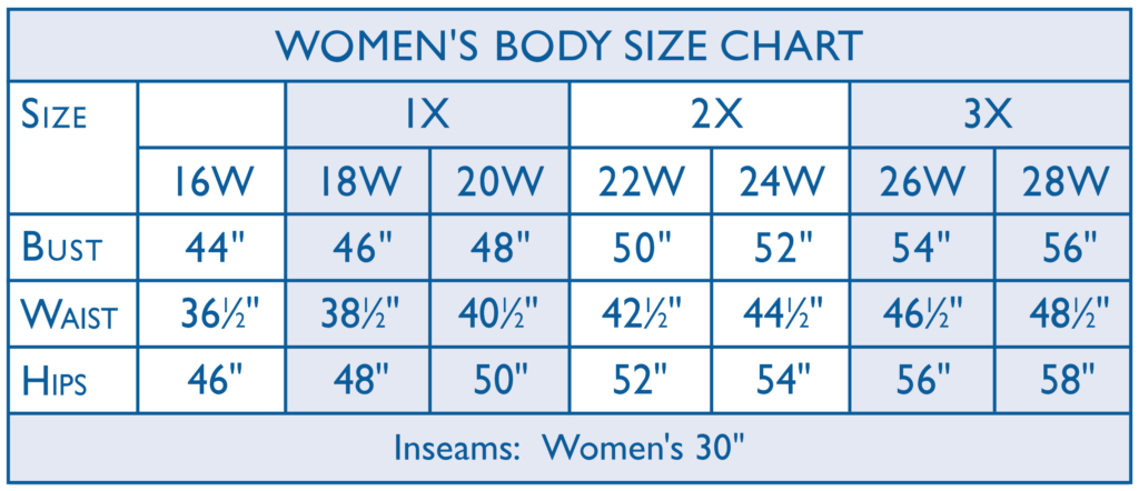 Draper's & Damon's Size Guide