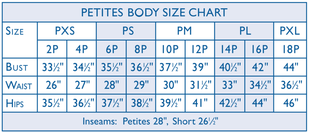 Draper's & Damon's Size Guide