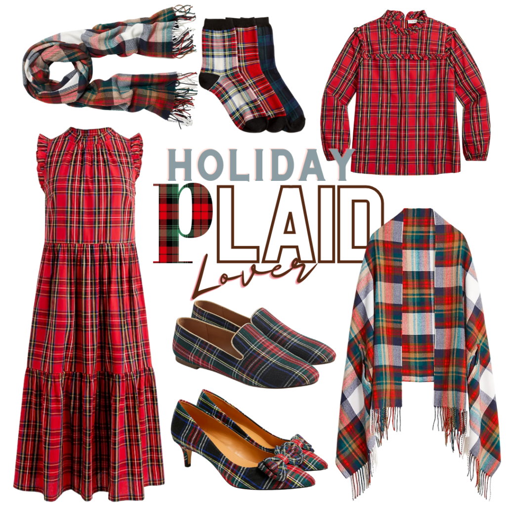 Plaid holiday fashion collage
