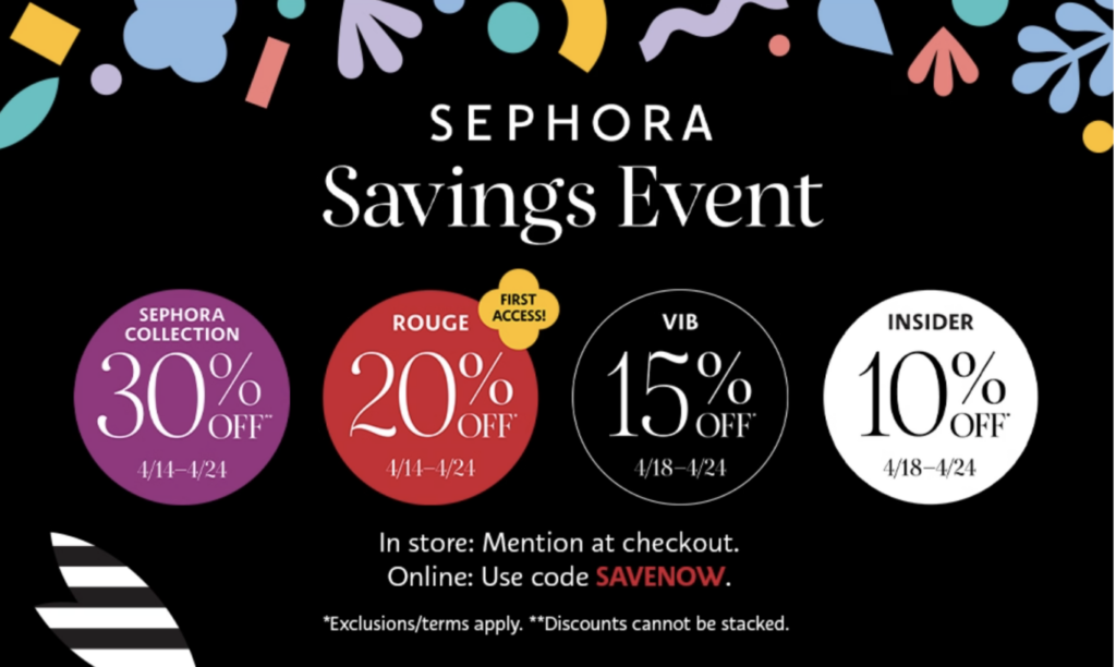 Banner with Sephora Sale Savings Event information