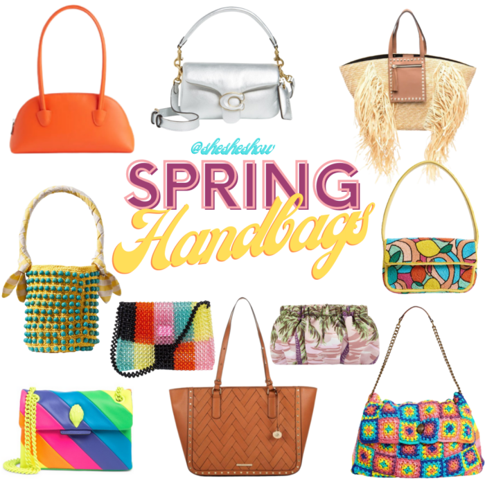 collage of spring handbag trends