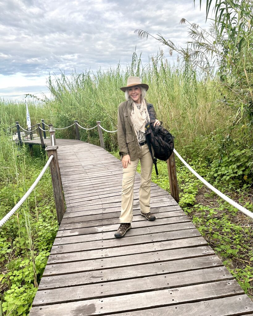 Sheree Frede standing on boardwalk at Cascade Lodge Namibia, Africa