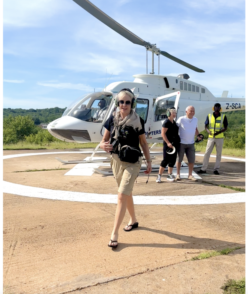 Sheree Frede walking away from helicopter