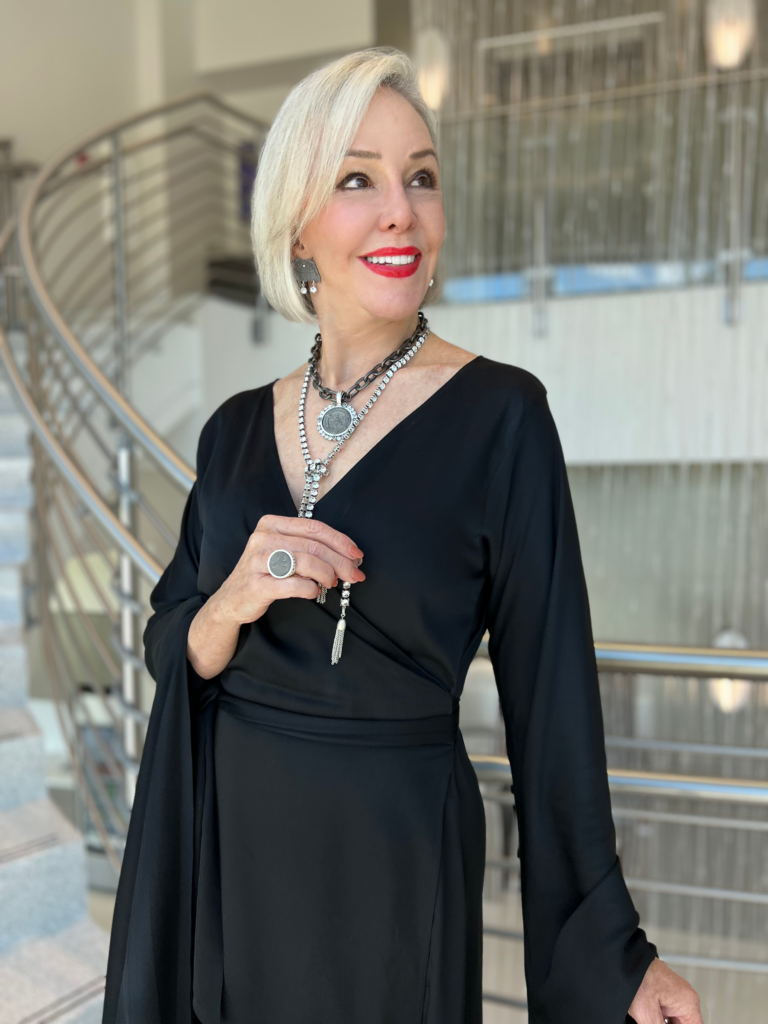 Sheree Frede wearing French Kande Jewelry dressed in black