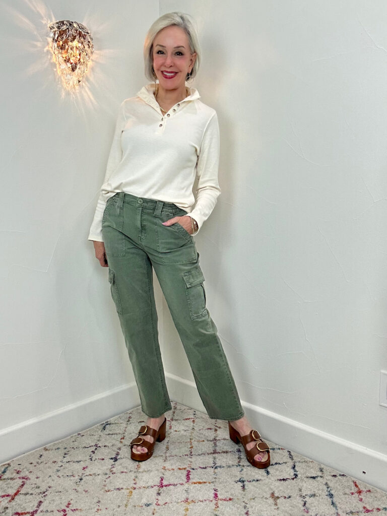 Sheree Frede wearing cargo denim jeans