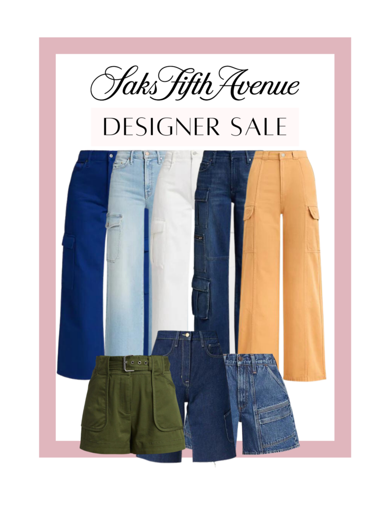 Collage of Saks Designer Sale Cargo shorts and pants