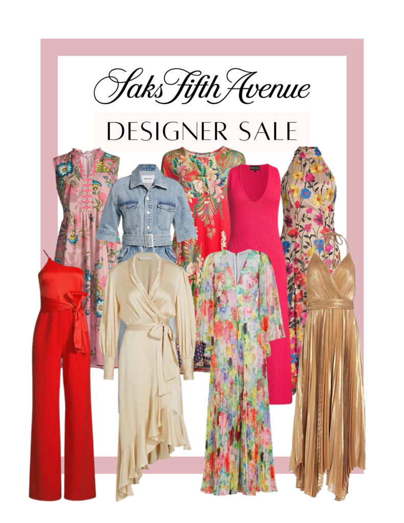 Collage of Saks Designer Sale Dresses + Jumpsuits