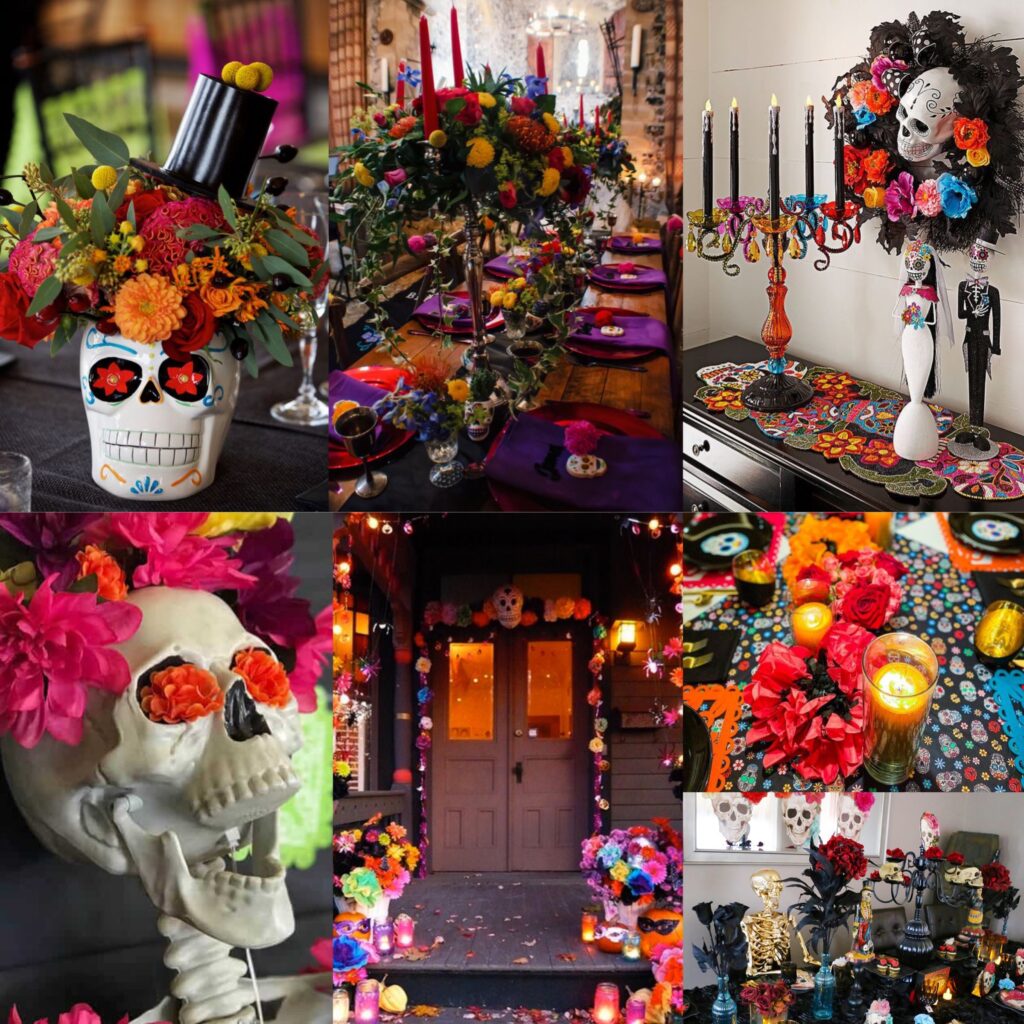 collage of Day of the Dead Halloween Decor